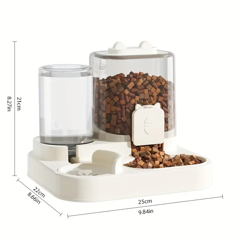 2 in 1 Automatic Pet Cat Feeder Dry Food And Water Dispenser New Clear